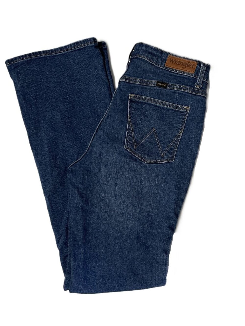 Wrangler High Rise Bold Boot Jeans Womens Sz 4x32 Blue Med Wash Stretch Western